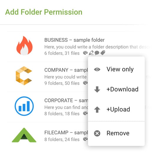 Filecamp Media Library Software - folder permissions