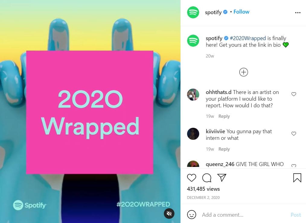 Spotify 2020 Wrapped Campaign
